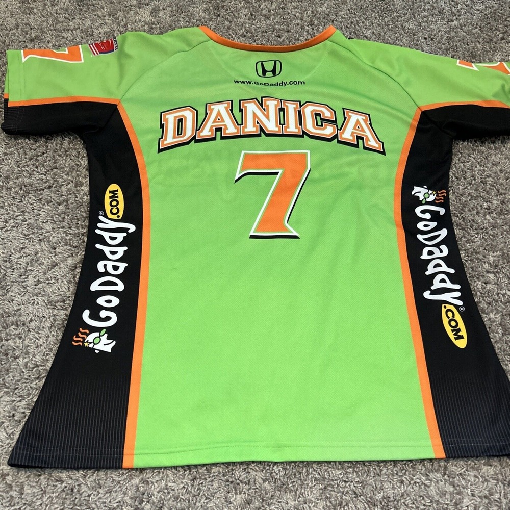 Danica Patrick Go Daddy Racing Jersey Women's Large Green Honda Firestone‎